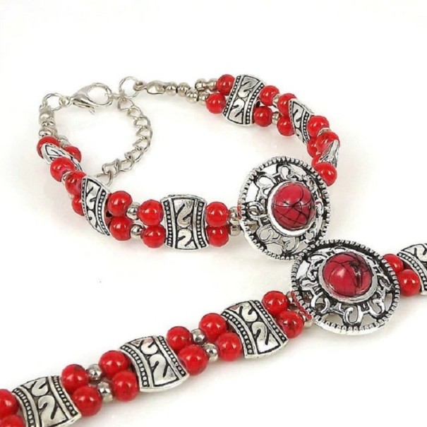 Pulseira vintage feminina H259 vermelho