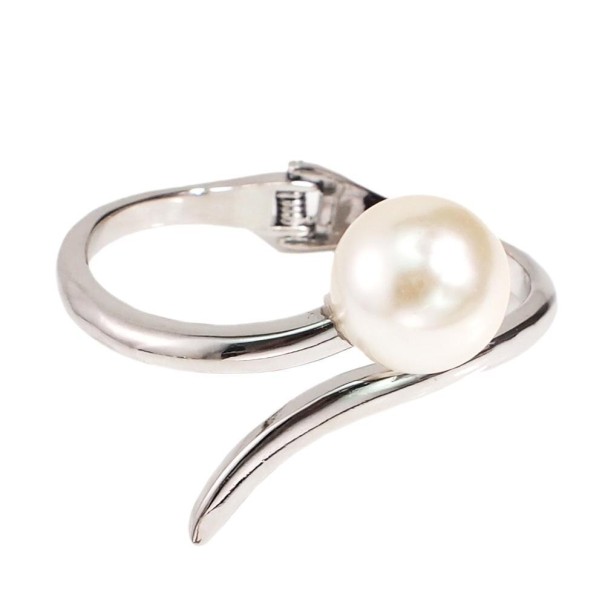 Pulsera abierta de mujer con perla H552 plateado