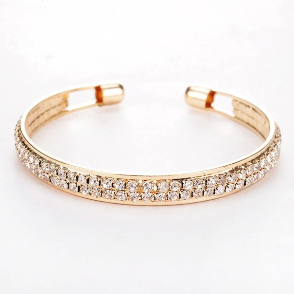 Pulsera abierta de mujer con piedras H492 dorado