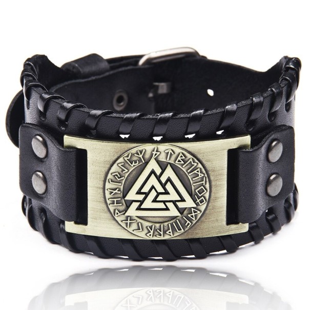 Pulsera ancha de cuero para hombre H207 8
