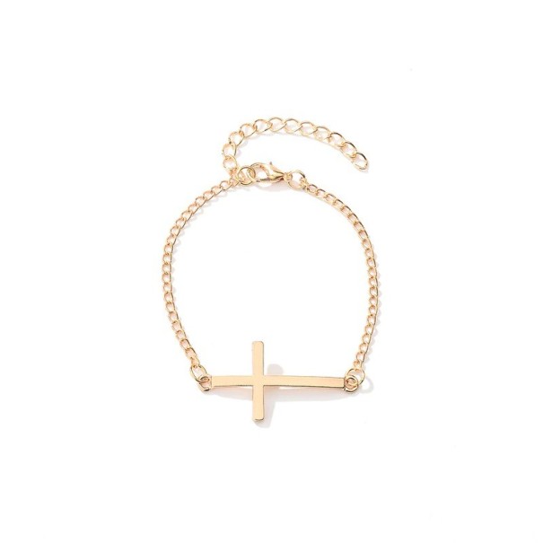 Pulsera de cadena con cruz dorado