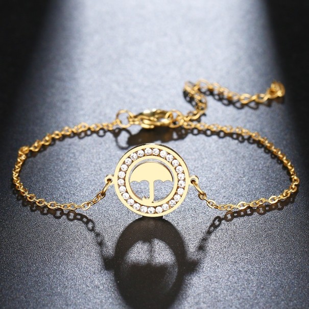Pulsera de cadena con forma de paraguas para mujer dorado