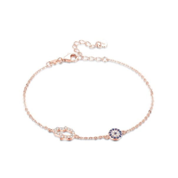 Pulsera de cadena de mujer con circonitas rosa viejo
