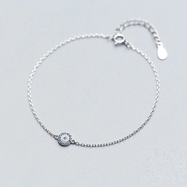 Pulsera de cadena de mujer con círculo plateado