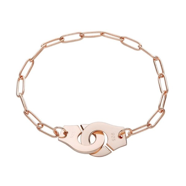 Pulsera de cadena de mujer con esposas rosa viejo 20 cm