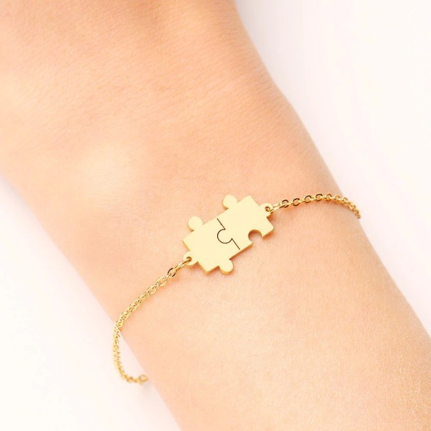 Pulsera de cadena tipo rompecabezas para mujer dorado
