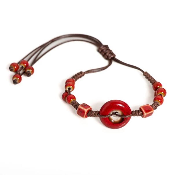 Pulsera de cerámica unisex ajustable 12-24cm 2,1cm Diseño moderno y estiloso para uso diario con longitud ajustable rojo