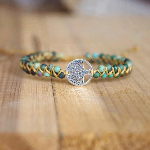 Pulsera de cuentas con arbol plateado 20 cm