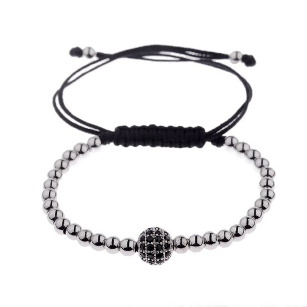 Pulsera de cuentas con bola plateado