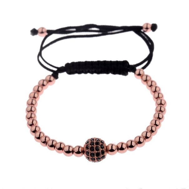 Pulsera de cuentas con bola rosa viejo