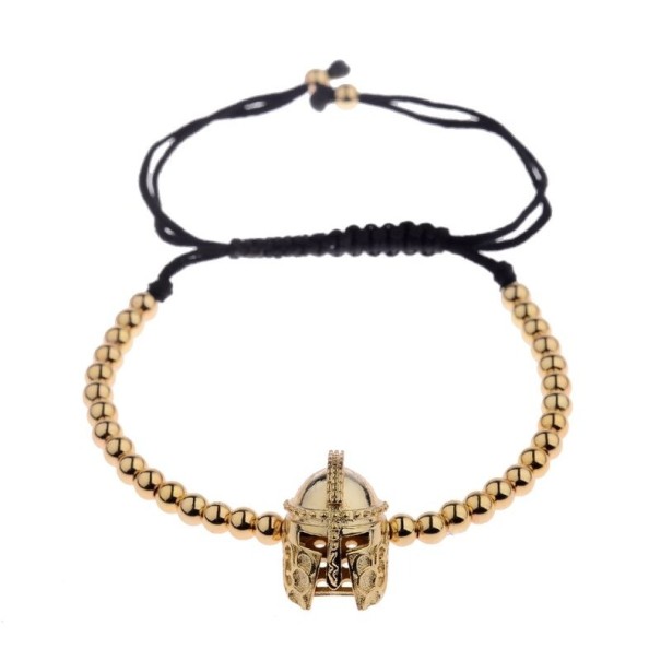 Pulsera de cuentas con casco dorado