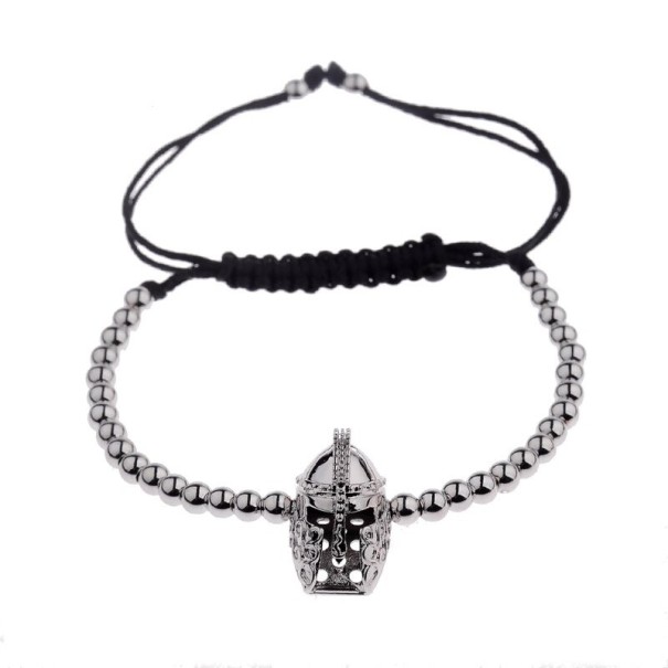 Pulsera de cuentas con casco plateado