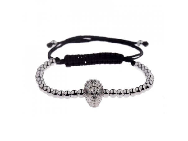 Pulsera de cuentas con forma de máscara plateado