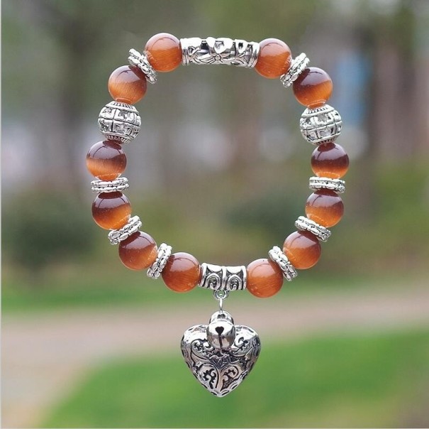 Pulsera de cuentas para mujer con corazón 12