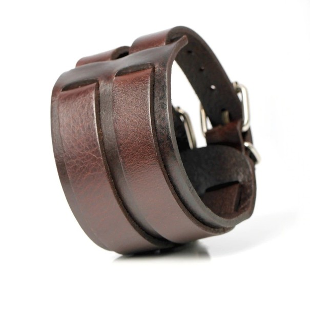 Pulsera de cuero para hombre H550 marrón