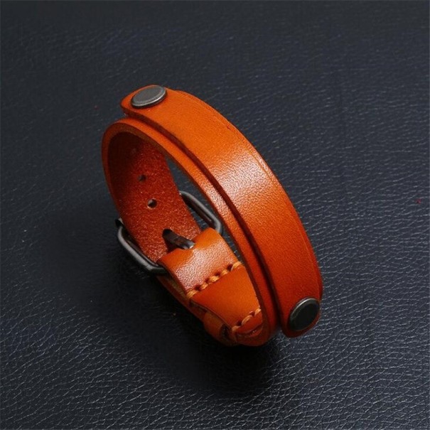Pulsera de cuero para hombre H621 ocre