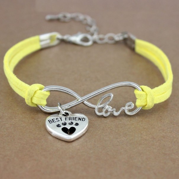 Pulsera de cuero para mejores amigas amarillo