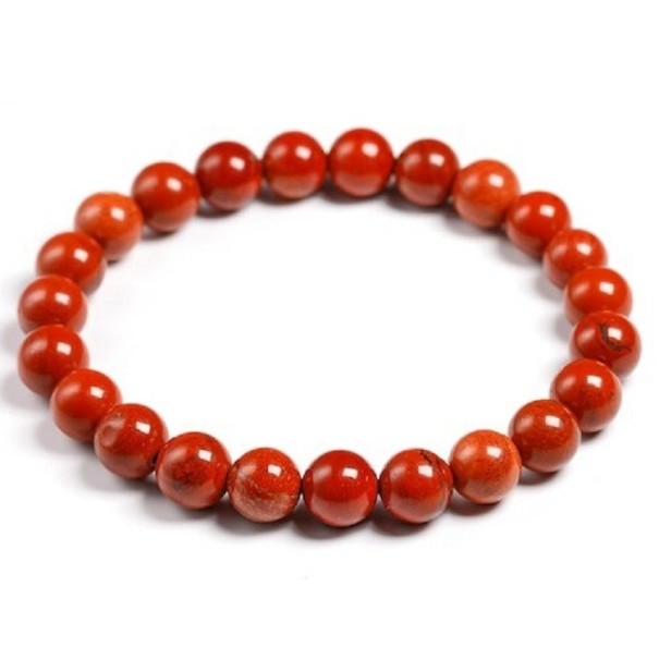 Pulsera de jaspe rojo para mujer 21 cm 8 mm