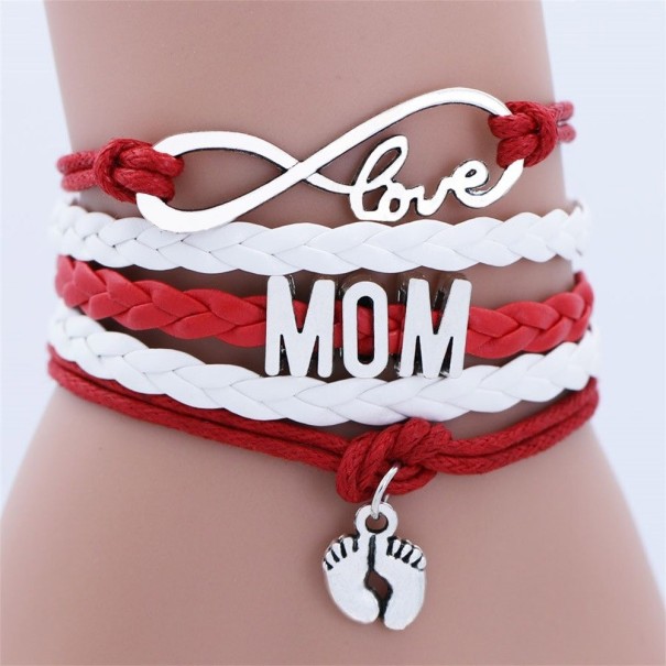 Pulsera de mamá multicapa para mujer rojo