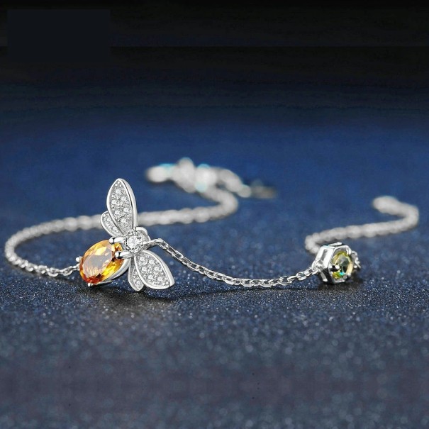 Pulsera de mujer con abeja plateado
