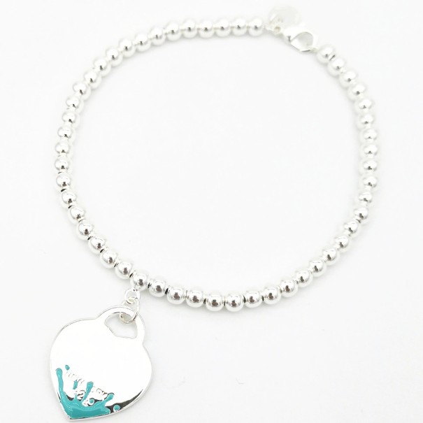 Pulsera de mujer con bolas y corazón H169 19 cm