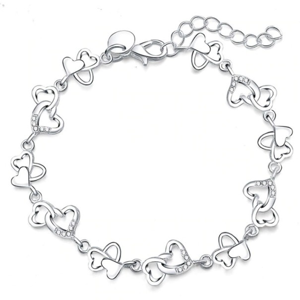 Pulsera de mujer con corazones y piedras conectadas 1