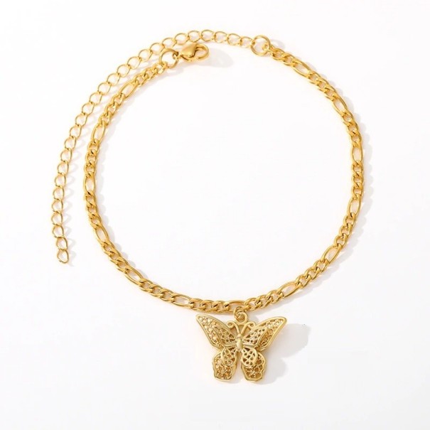 Pulsera de mujer con mariposa H638 rosa viejo