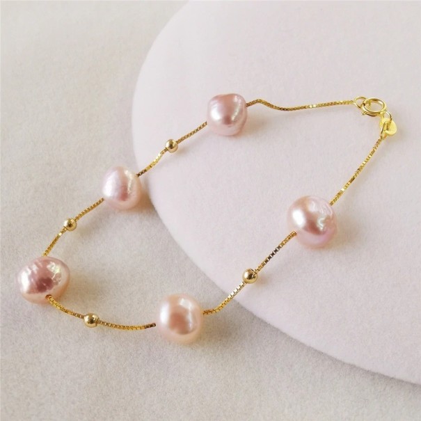 Pulsera de mujer con perlas P142 morado claro