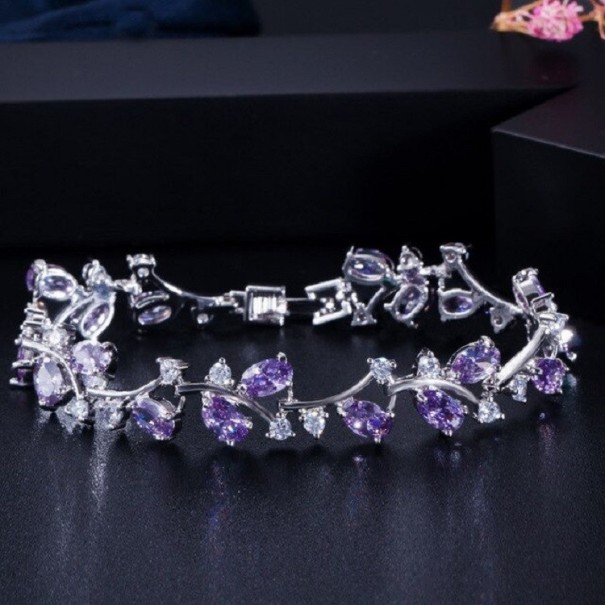 Pulsera de mujer con piedras P109 morado