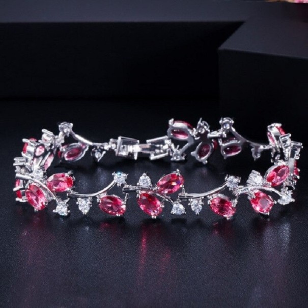 Pulsera de mujer con piedras P109 rojo