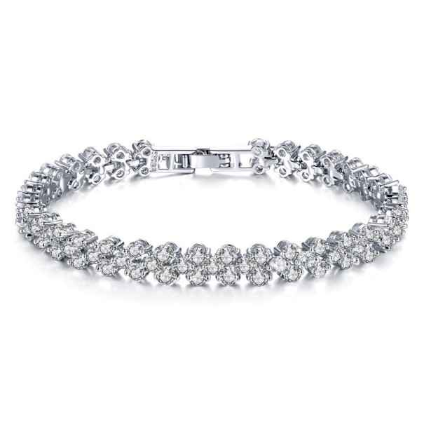 Pulsera de mujer de cristal con circonitas J545 plateado