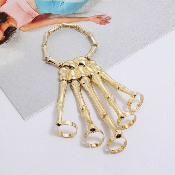 Pulsera de mujer mano de esqueleto dorado