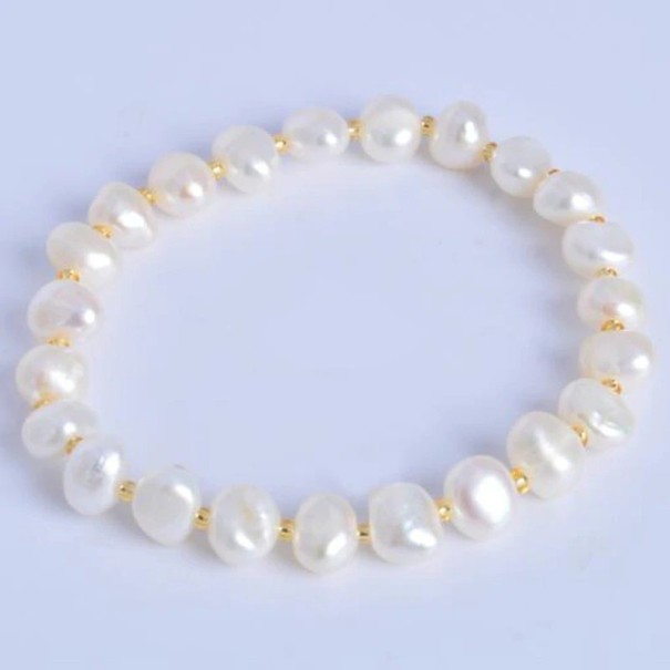 Pulsera de perlas para mujer P95 blanco 18 cm