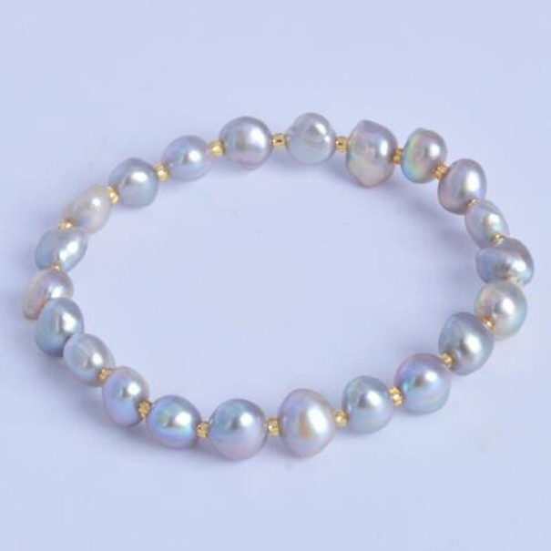 Pulsera de perlas para mujer P95 gris 20 cm