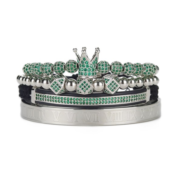 Pulsera multicapa para hombre H541 plateado