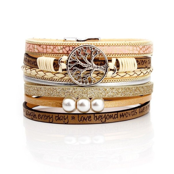 Pulsera multicapas mujer H273 caqui