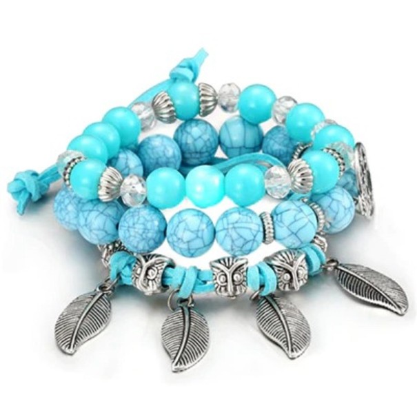 Pulsera multicapas mujer H303 turquesa