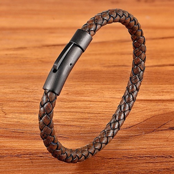 Pulsera tejida para hombre marrón 21 cm