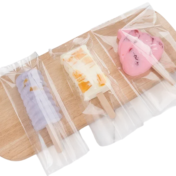 Pungi de unică folosință pentru înghețată 8x19 cm 100 buc Pungi transparente din plastic pentru înghețată de casă Pungi pentru congelare pentru sucuri 1