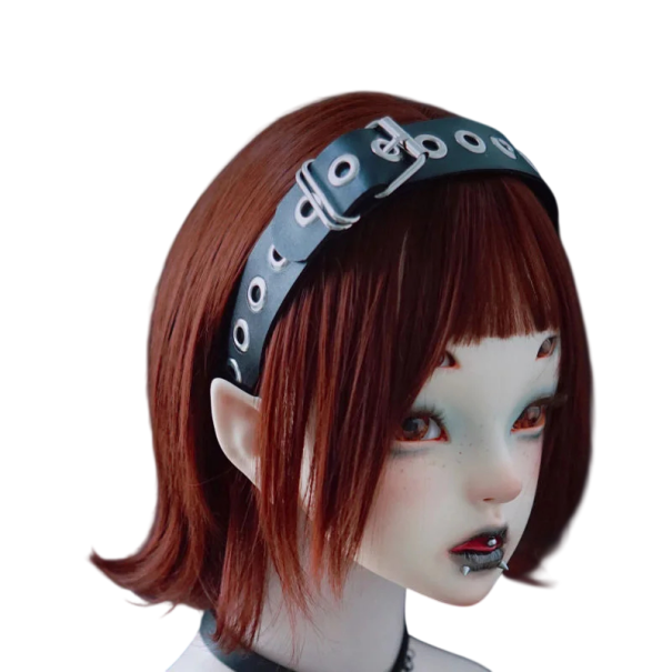 Punk haarband met gesp en metalen ogen Universele maat Alternatieve gothic haarband Rockmode accessoire unisex zwart