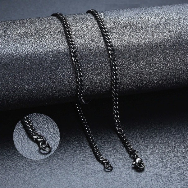 Punkketting voor dames zwart 55 cm 3 mm