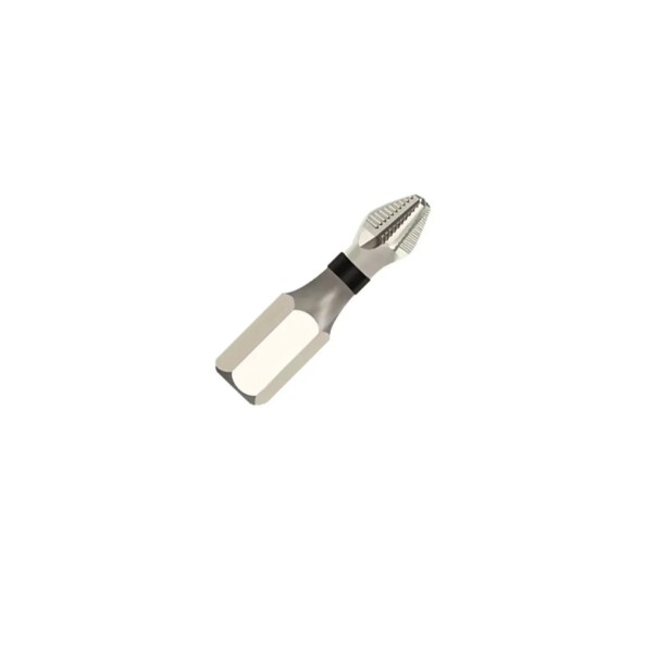 Punta PH2 antideslizante de 25 mm de longitud con cabeza moleteada para un atornillado preciso sin deslizamiento, adecuada para taladros, destornilladores a batería y herramientas manuales. 1