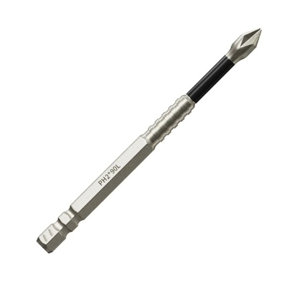 Punta PH2 antideslizante de 90 mm de longitud con cuerpo estrecho y cabezal de precisión para atornillar en espacios reducidos o profundos sin resbalar. 1