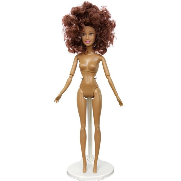 Puppe mit gefärbtem Haar 31 cm braun