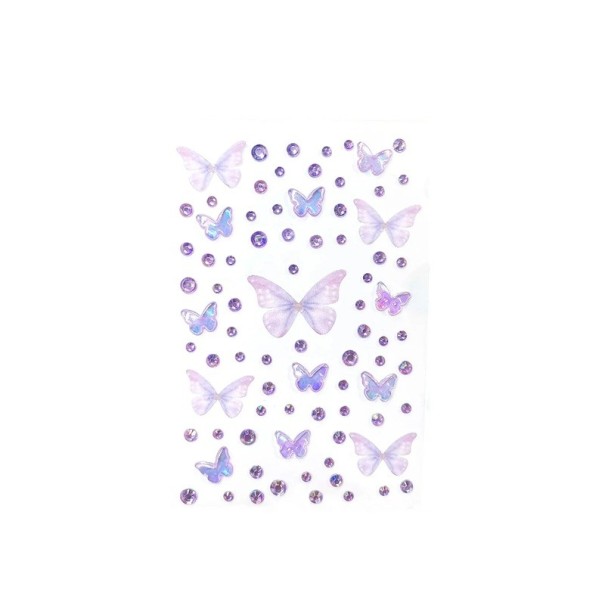 Purple 3D Face Gems with Butterflies Sparkly Stickers for Festival Crystals Diamonds Rhinestones Decorations for Makeup 1