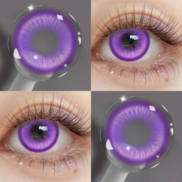 Purple Coloured Contact Lenses Soft Hydrogel Realistic Veining Effect Diameter 14.5 mm 6-Monthly for Daily Wear 1