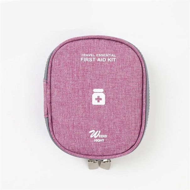 Pusta mini apteczka podróżna 11x14 cm Mała torba medyczna Pierwsza pomoc w podróży Organizer na leki do plecaka lub torebki różowy