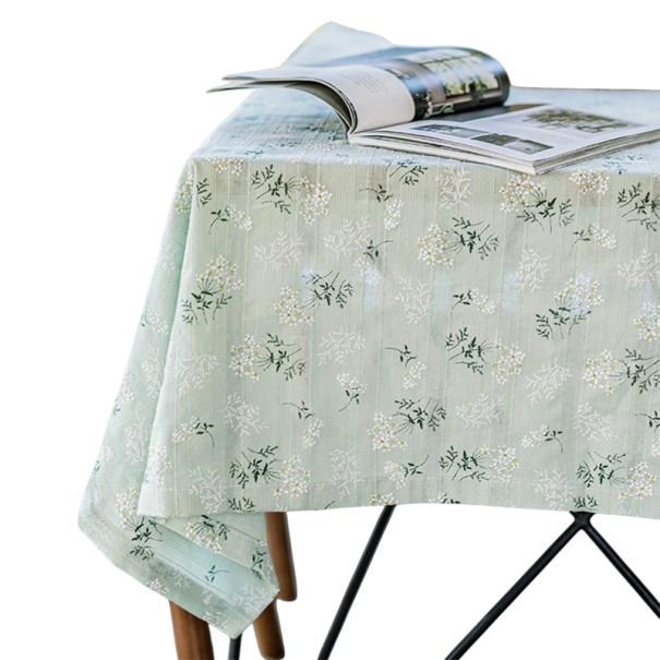 Puuvillainen pöytäliina kukkakuviolla 140 x 220 cm Tyylikäs pöytäkoriste Useita värivaihtoehtoja Keittiö- ja ruokatekstiilit vaaleanvihreä