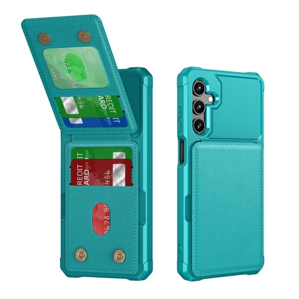 Puzdro na Samsung Galaxy S24 FE S vyklápacím držiakom na kreditné karty Umelá koža Peňaženkové puzdro Obal na mobil s kapsou na karty zelená
