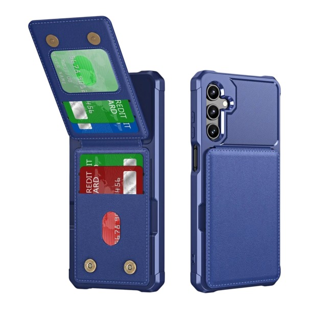 Puzdro so stojanom na Samsung Galaxy A56 Otevírací chrbát s úložným priestorom na karty Silné rohy Lem okolo fotoaparátu Ochranný kryt modrá